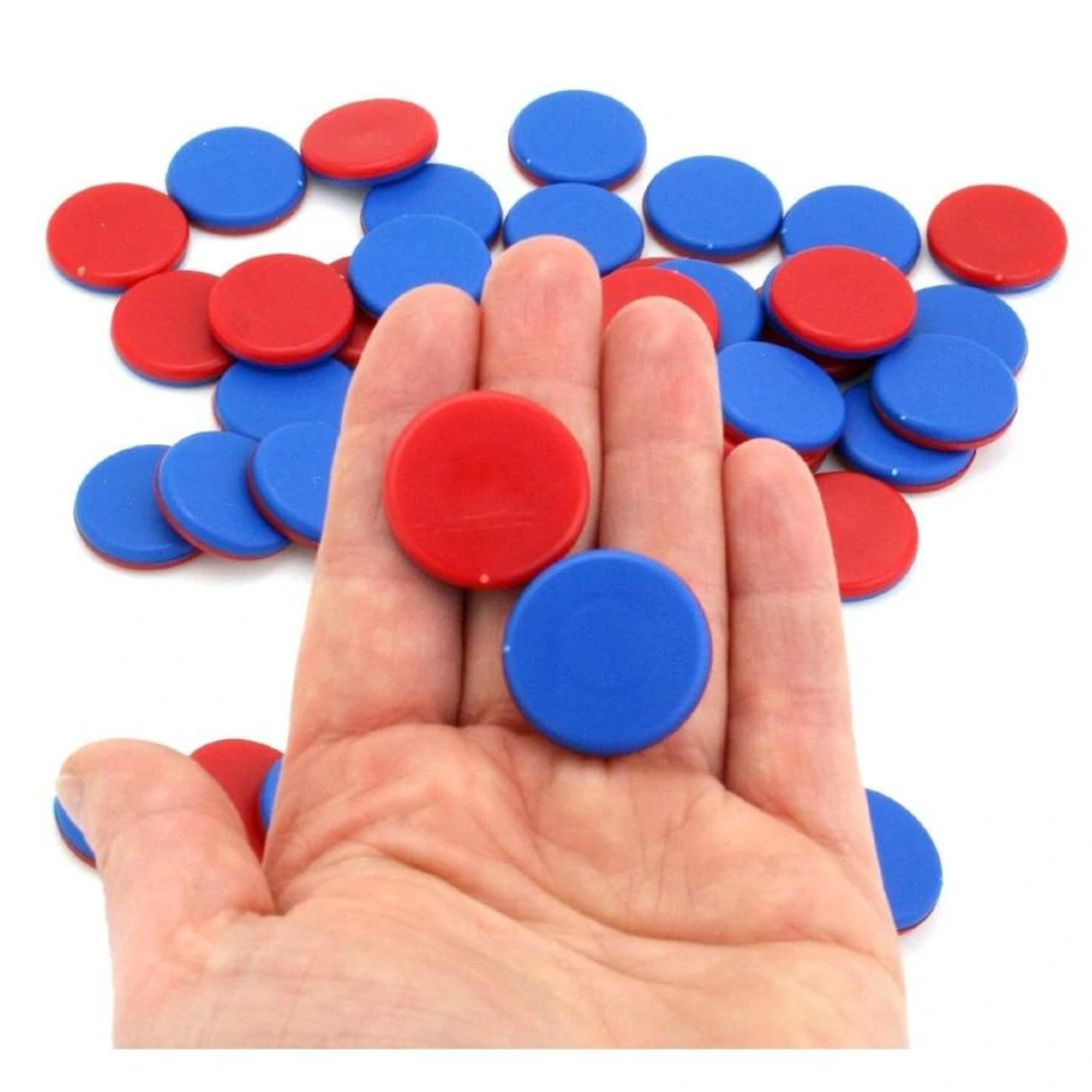 400 jetons bicolores bleu/rouge 25 x 5 mm - Eveil Montessori Maroc
