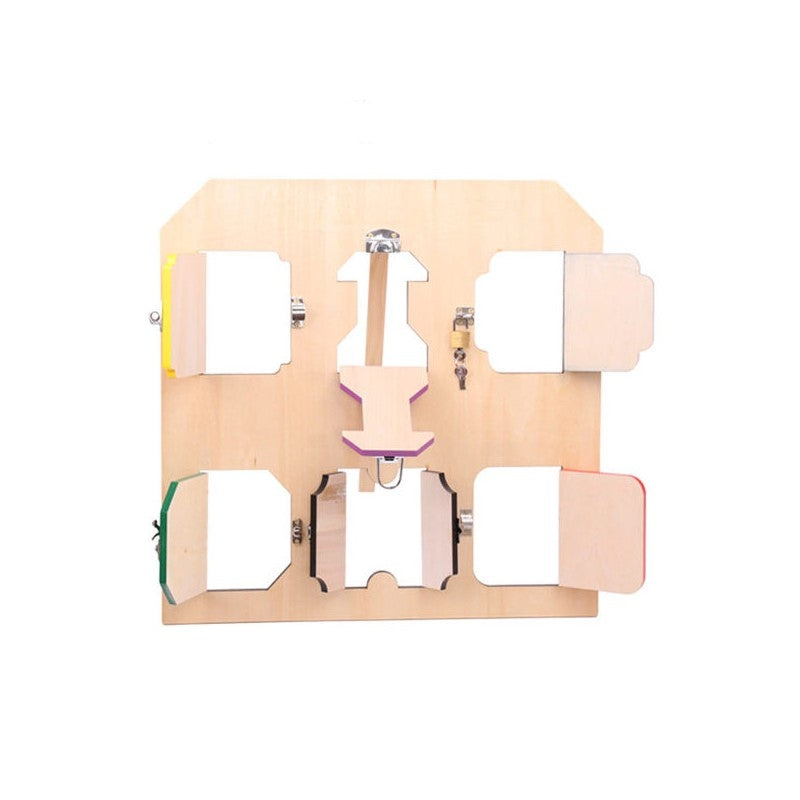 Planche des serrures - 6 portes à fermetures - Eveil Montessori Maroc