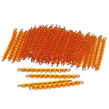 45 barres de 10 perles dorées (dizaines) - Eveil Montessori Maroc