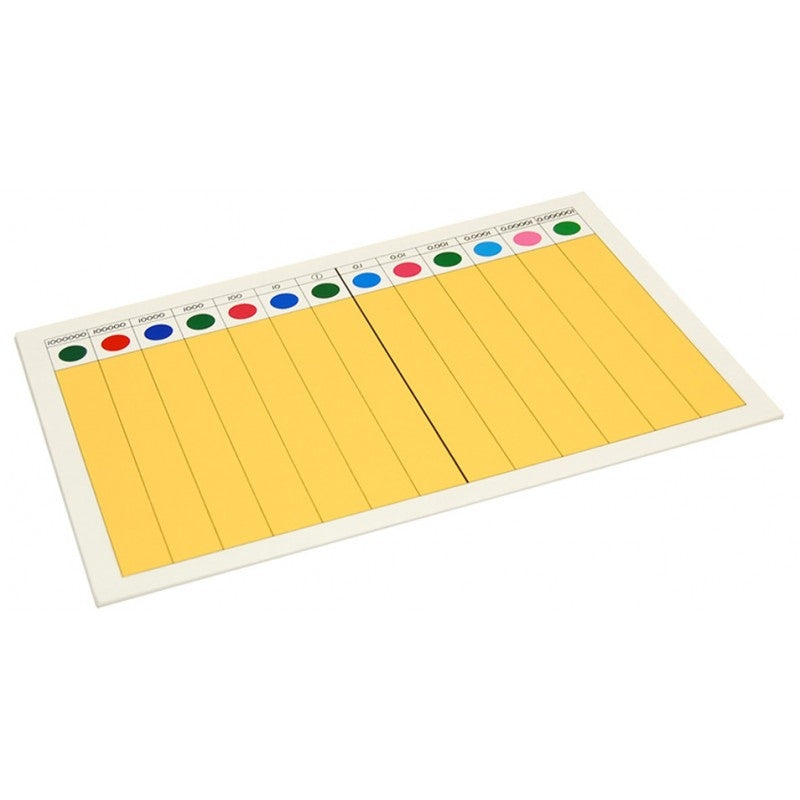 Planche d'exercice des fractions décimales - Eveil Montessori Maroc