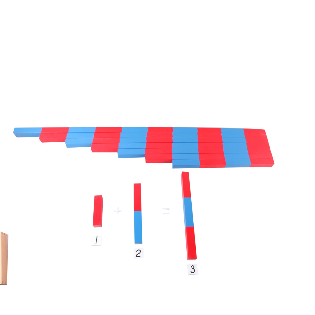 Grandes barres rouges et bleues - Eveil Montessori Maroc