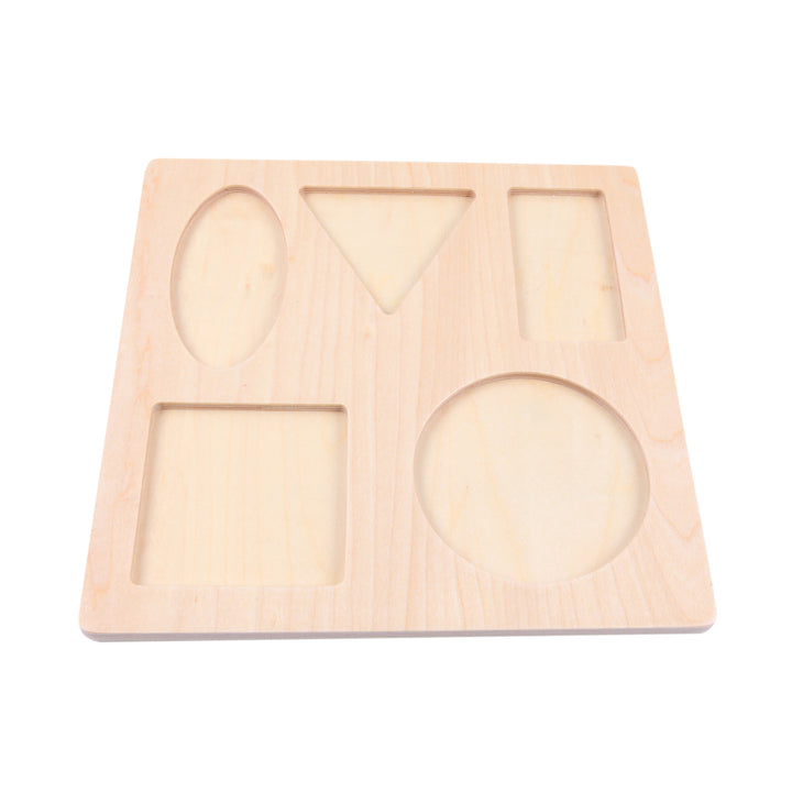 Puzzle de 5 formes avec gros bouton de préhension - Eveil Montessori Maroc