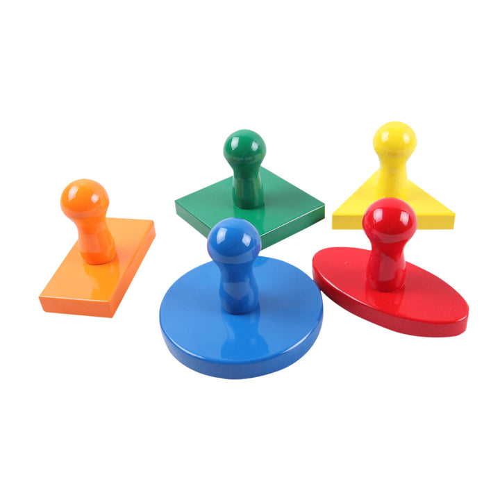 Puzzle de 5 formes avec gros bouton de préhension - Eveil Montessori Maroc