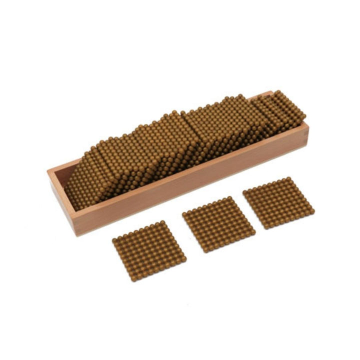 Matériel des perles dorées, plateaux et symboles 7 mm - Eveil Montessori Maroc