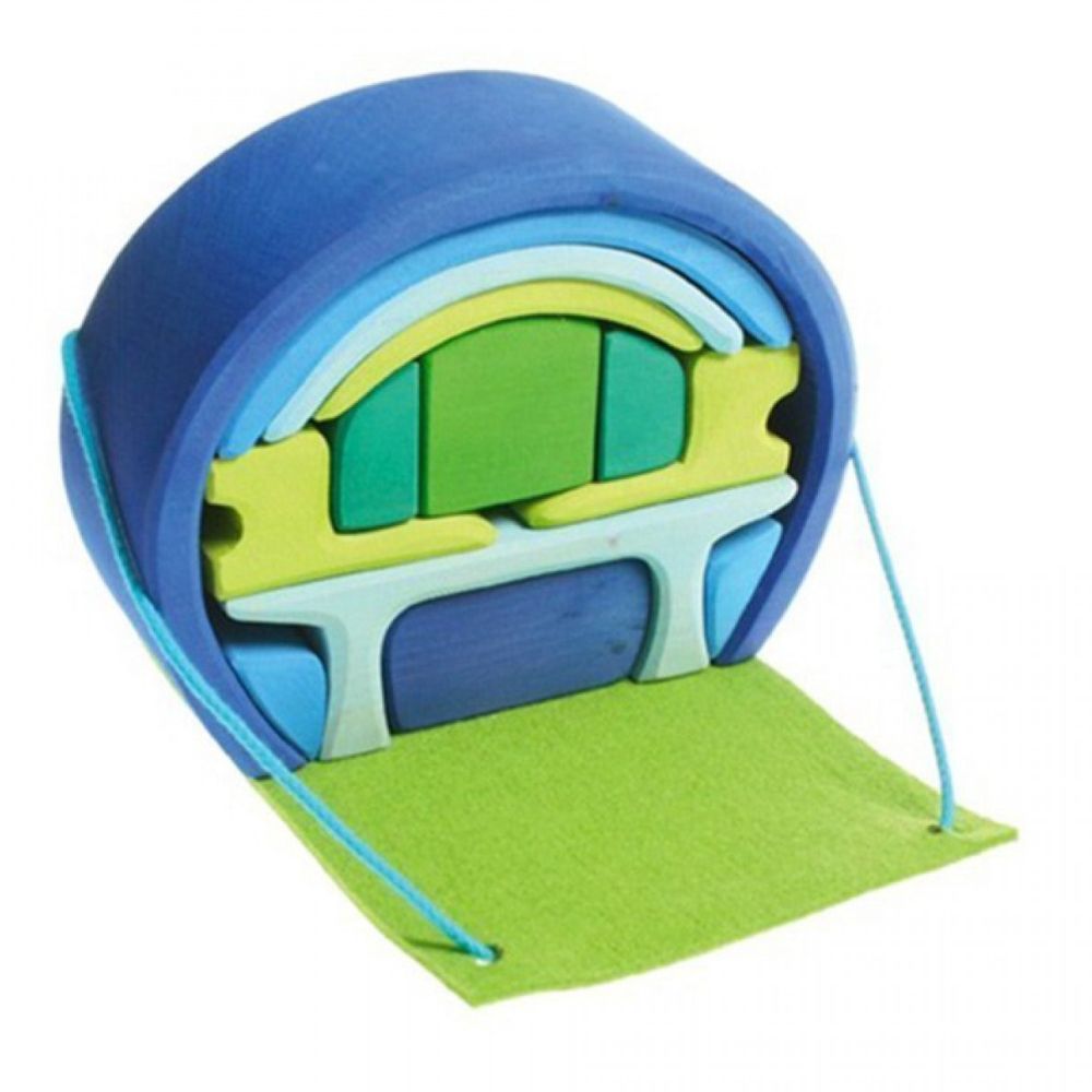 Maison de poupées transportable bleu-vert - Eveil Montessori Maroc