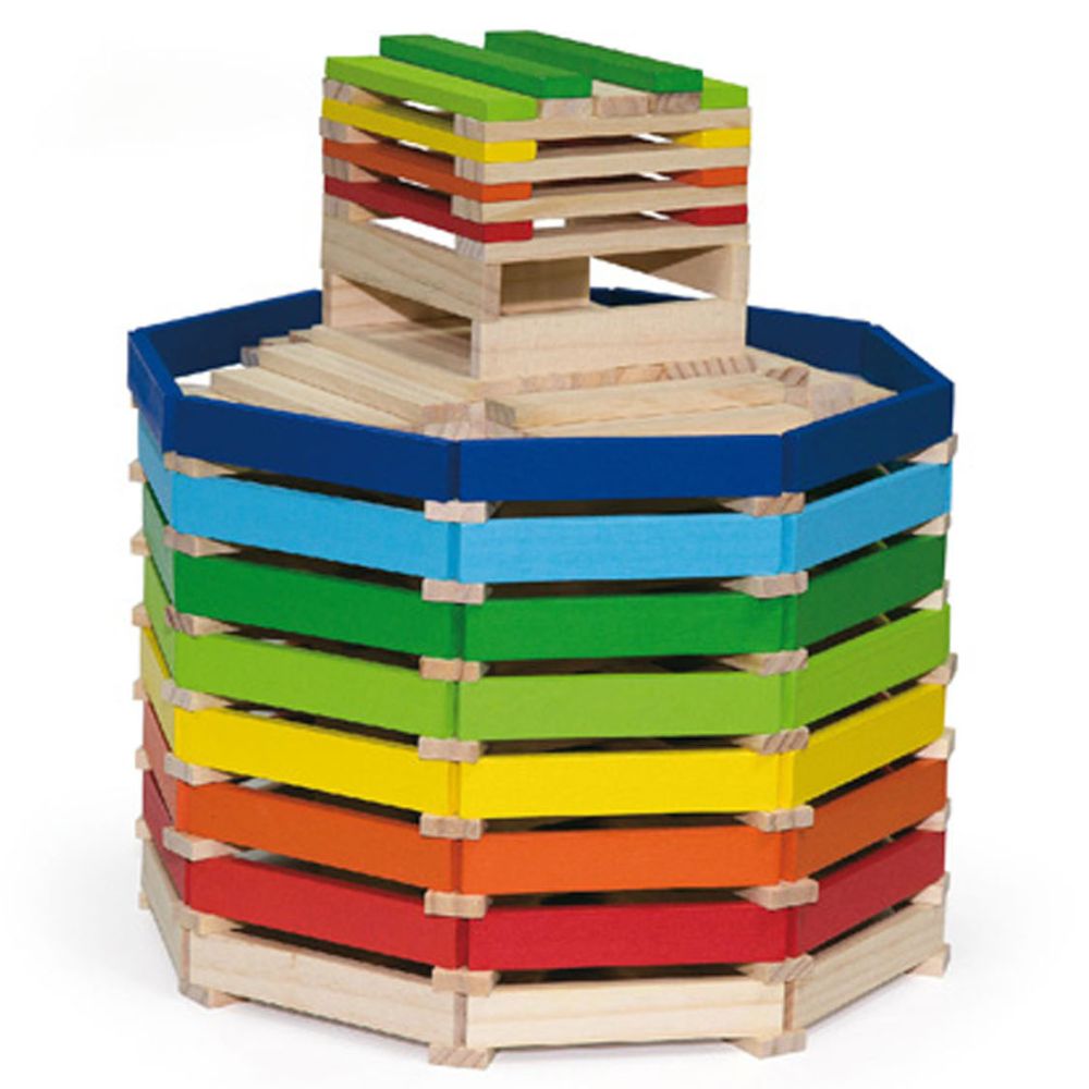 250 Briques colorées en bois - Eveil Montessori Maroc