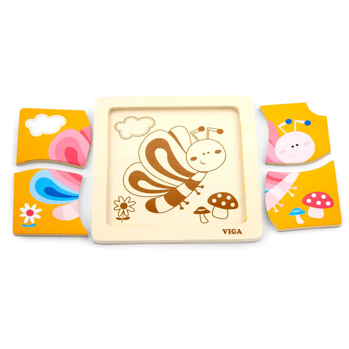 Puzzle 4 pièces - Papillon - Eveil Montessori Maroc