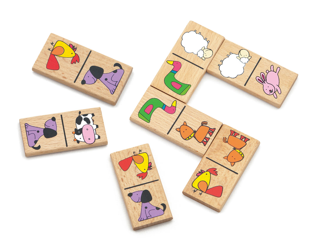 Dominos en bois - Animaux de la ferme - Eveil Montessori Maroc