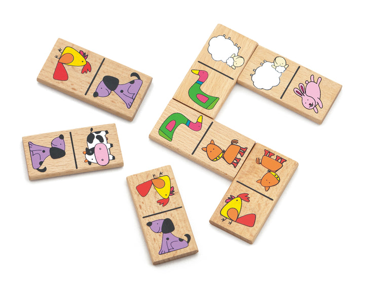 Dominos en bois - Animaux de la ferme - Eveil Montessori Maroc