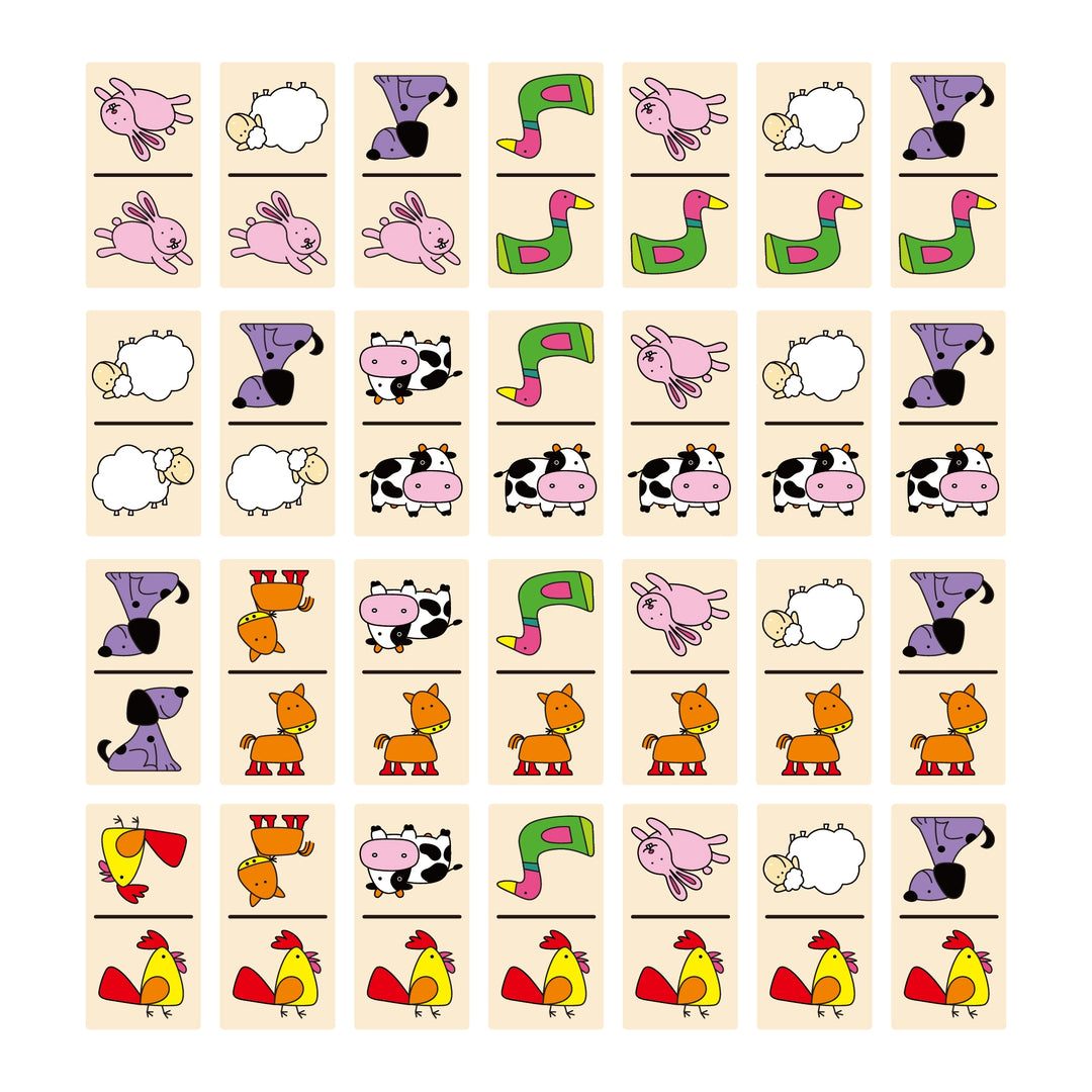 Dominos en bois - Animaux de la ferme - Eveil Montessori Maroc