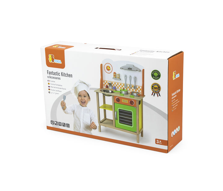 Jolie cuisine en bois aves accessoires - Eveil Montessori Maroc