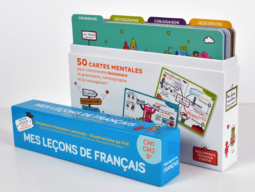 Mes leçons de Français en cartes mentales – Coffret cycle 3 (CM1, CM2, 6e) - Eveil Montessori Maroc