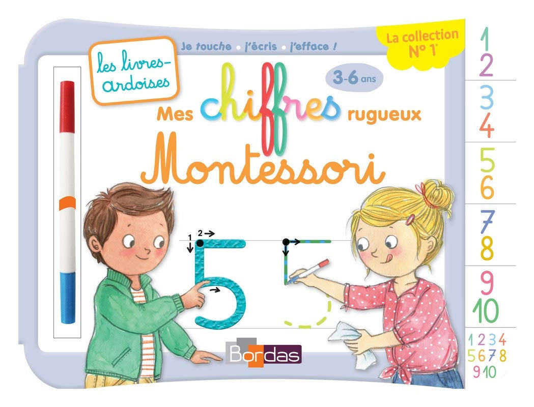 Livre-Ardoise : Mes chiffres rugueux Montessori - Eveil Montessori Maroc