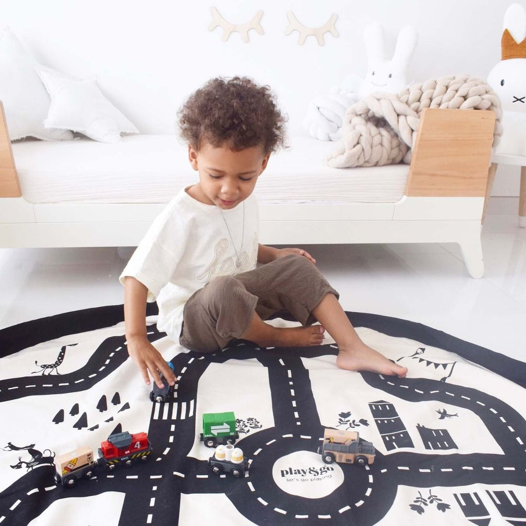 Sac de rangement pour jouets 2 en 1 route | Eveil Montessori Maroc