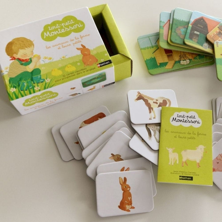 Tout-petit Montessori - coffret cartes classifiées des animaux de la ferme et leurs petits - dès 15 mois - Eveil Montessori Maroc