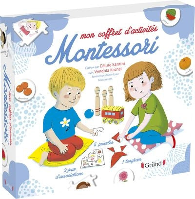 Mon coffret d'activités Montessori – Pochette avec 4 jeux, 60 cartes, 5 puzzles, 1 tangram – - Eveil Montessori Maroc