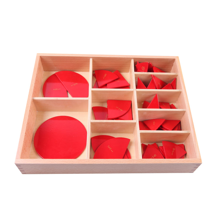 Sections circulaires des fractions de 1 à 10 - Eveil Montessori Maroc