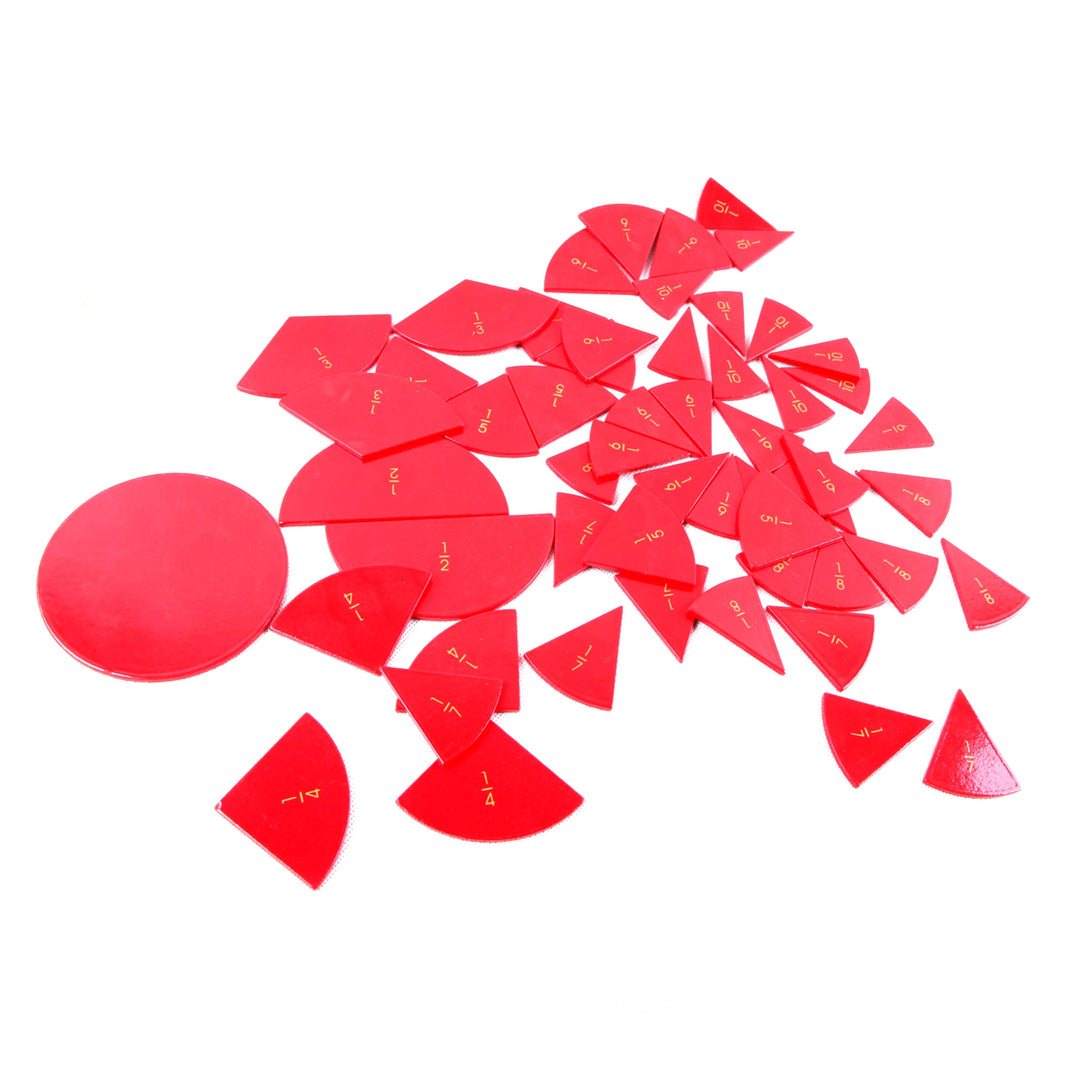 Sections circulaires des fractions de 1 à 10 - Eveil Montessori Maroc