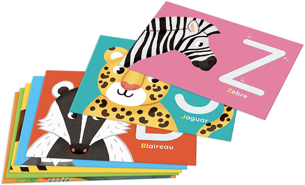 ABC à toucher - lettres rugueuses pour apprendre à écrire - Eveil Montessori Maroc