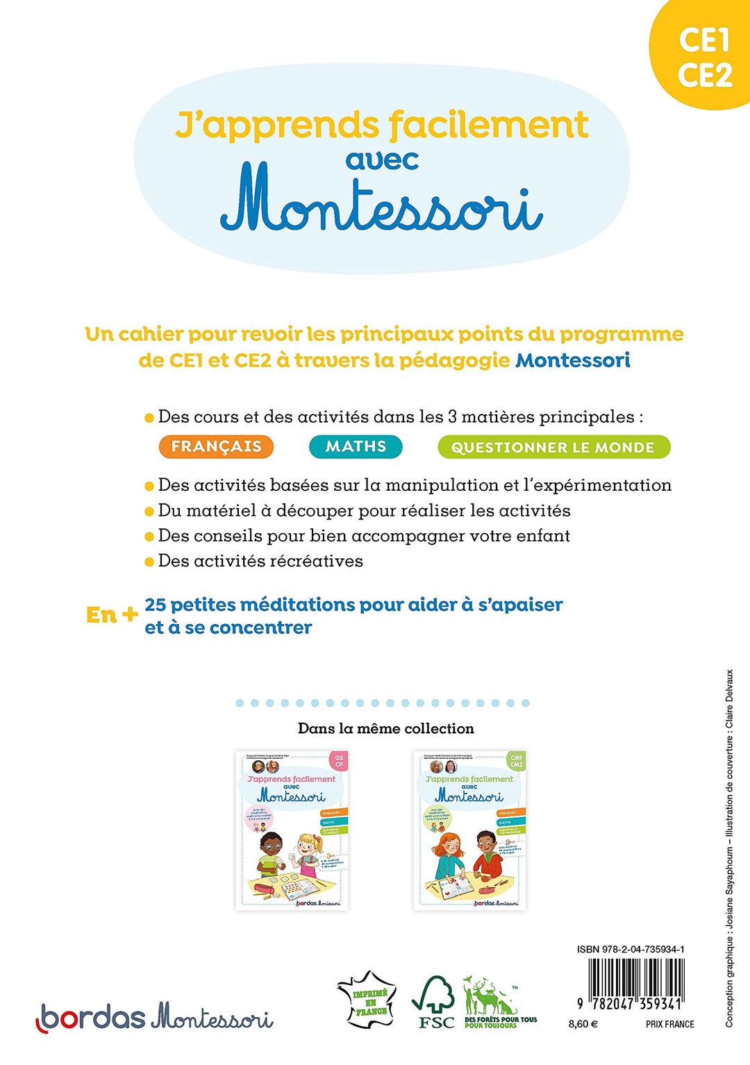 J'apprends facilement avec Montessori - CE1 - CE2 * Cahier - Eveil Montessori Maroc