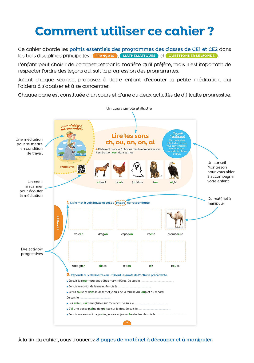 J'apprends facilement avec Montessori - CE1 - CE2 * Cahier - Eveil Montessori Maroc