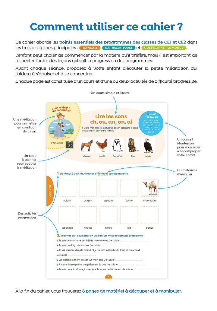 J'apprends facilement avec Montessori - CE1 - CE2 * Cahier - Eveil Montessori Maroc