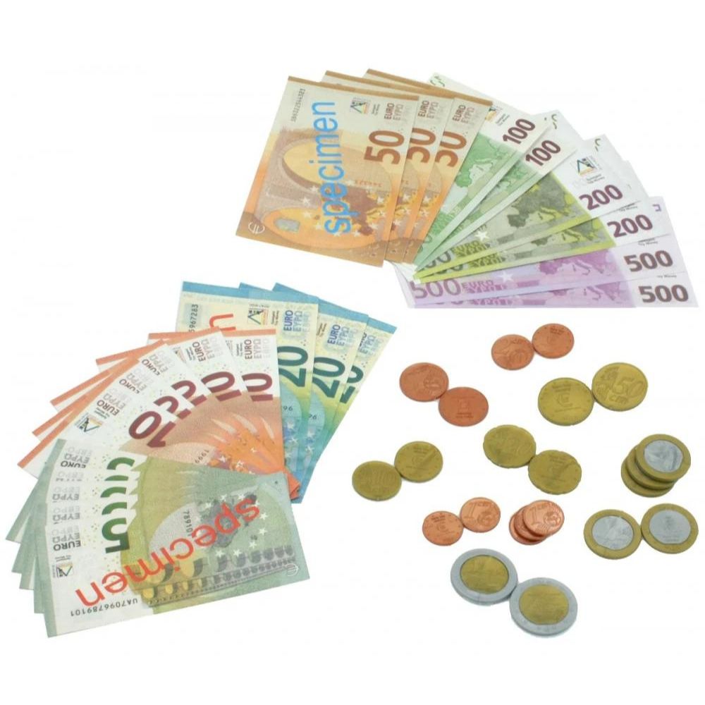 Billet et Pièces Euros Factices très réalistes - 44 pièces et billets (22 pièces et 22 billets) - Eveil Montessori Maroc