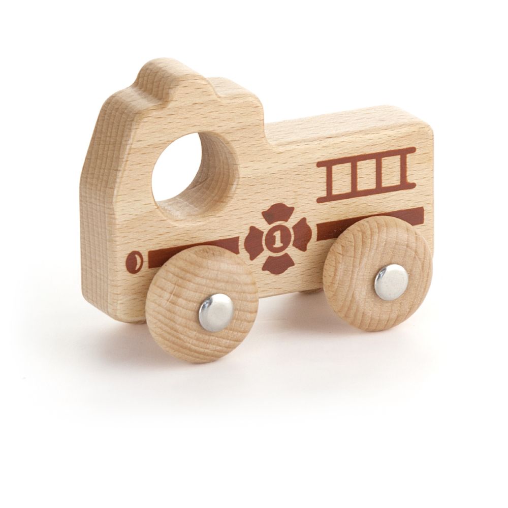 Camion de pompier en bois - Eveil Montessori Maroc