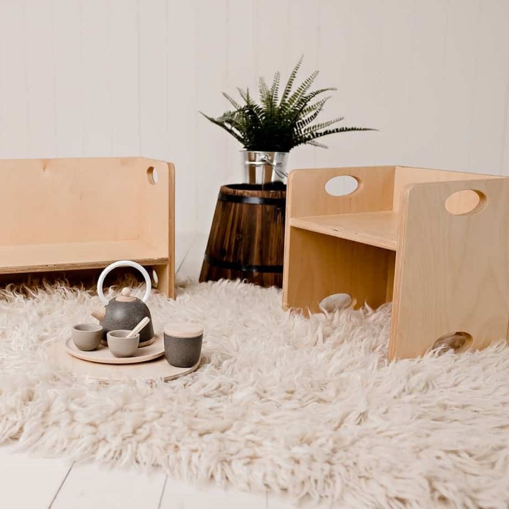 Flip Chair - Chaise réversible en bois 2 en 1 (Chaise et Table) - Eveil Montessori Maroc