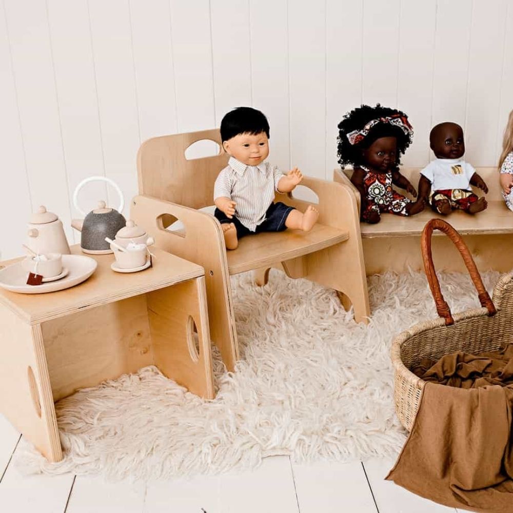 Flip Chair - Chaise réversible en bois 2 en 1 (Chaise et Table) - Eveil Montessori Maroc