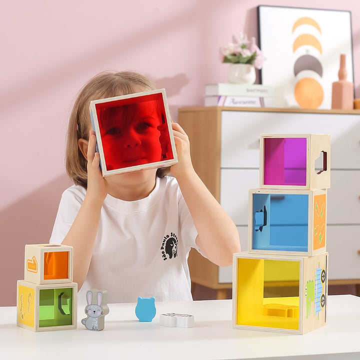 Tour à empiler - Chiffres, formes, couleurs et animaux - Eveil Montessori Maroc