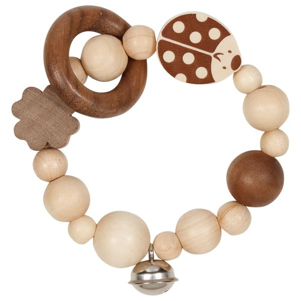 Hochet élastique coccinelle, nature - Eveil Montessori Maroc