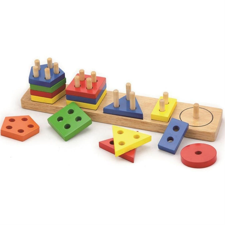 Encastrements 5 formes géométriques en ligne - Eveil Montessori Maroc