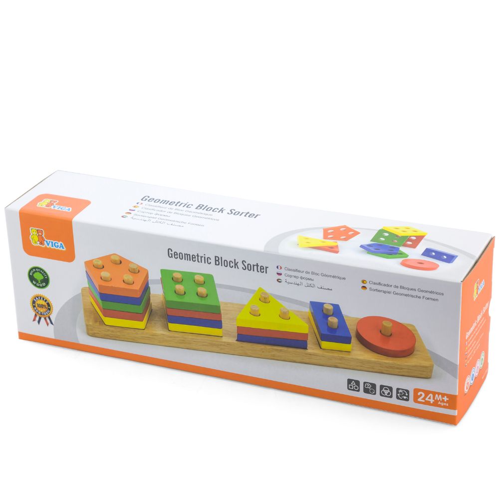 Encastrements 5 formes géométriques en ligne - Eveil Montessori Maroc