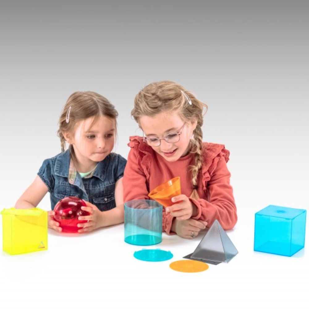 Ensemble de 6 grands volumes géométriques transparents - Eveil Montessori Maroc