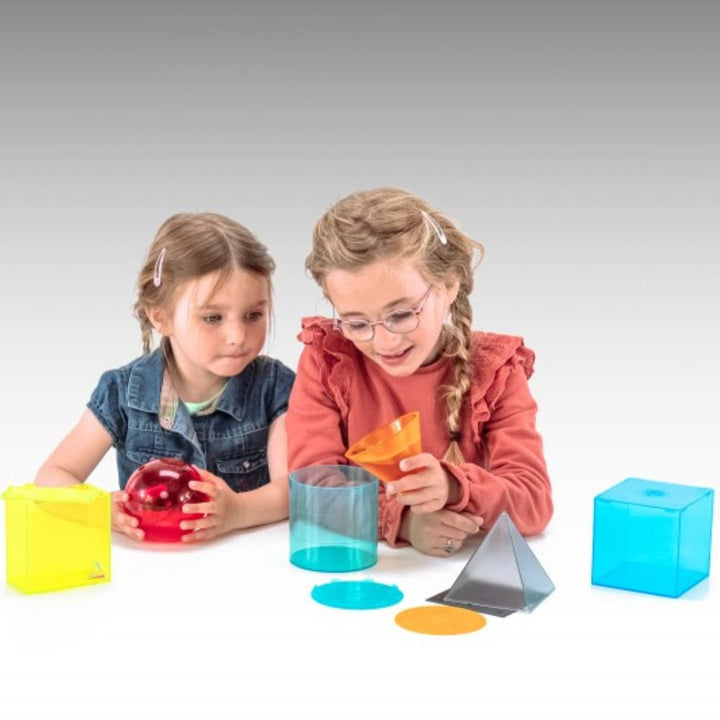 Ensemble de 6 grands volumes géométriques transparents - Eveil Montessori Maroc