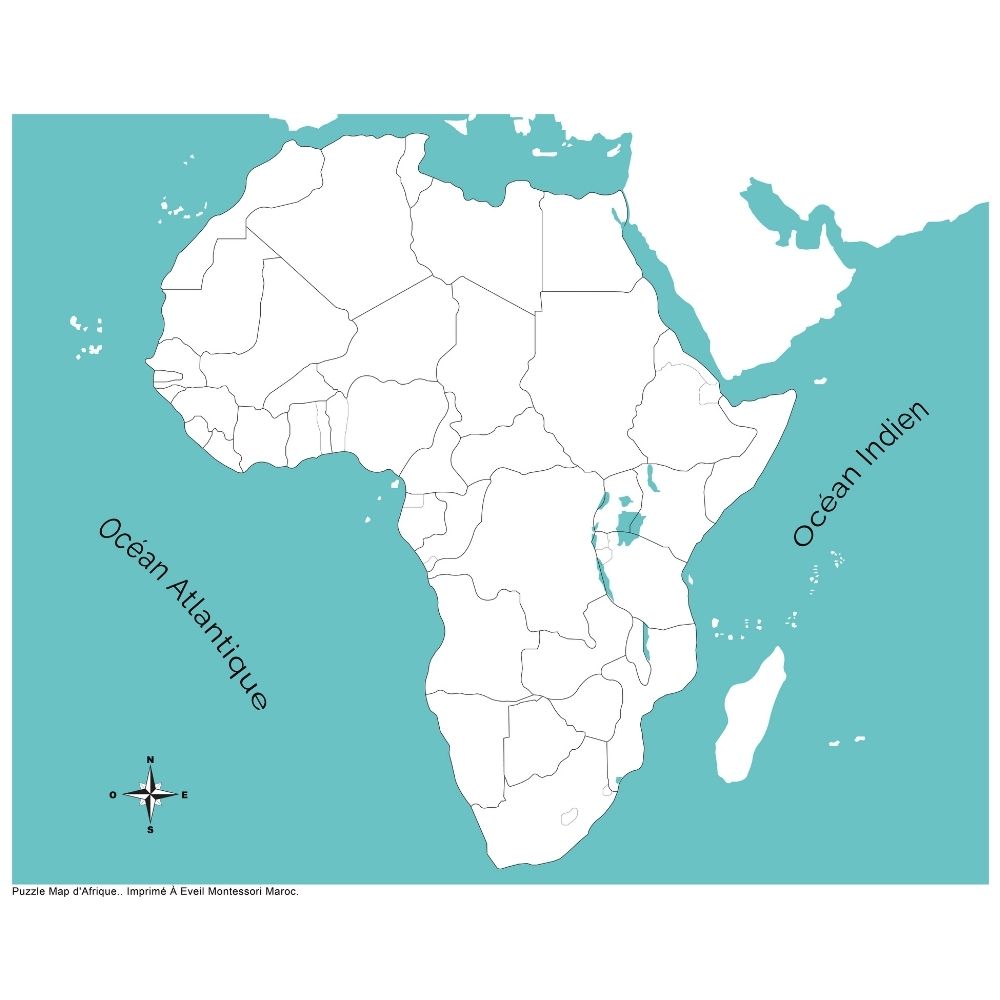 Carte contrôle muette de l'Afrique - Eveil Montessori Maroc