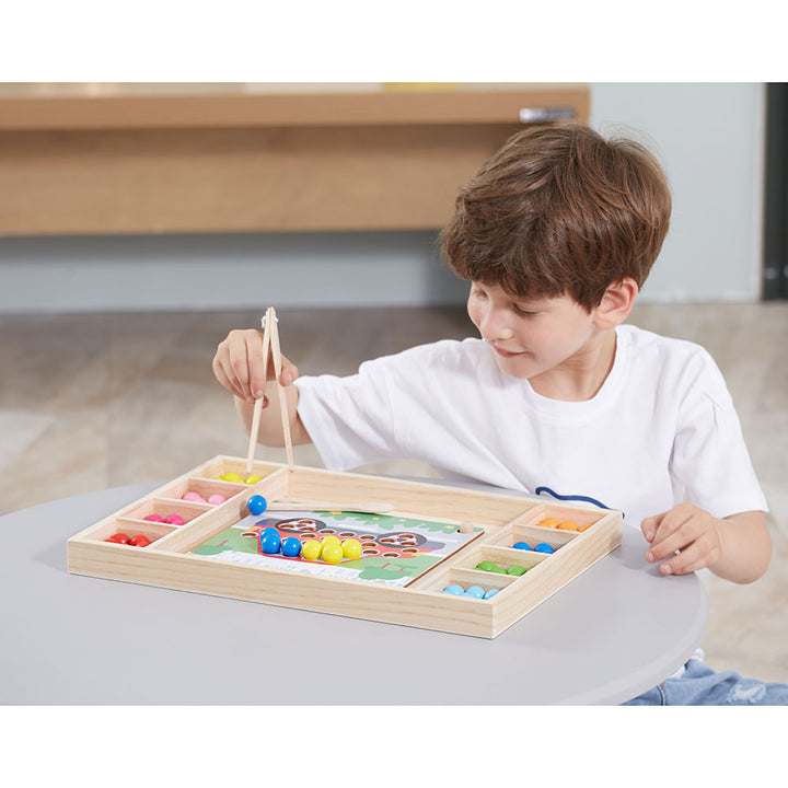 Correspondance des perles en bois avec modèles - Eveil Montessori Maroc