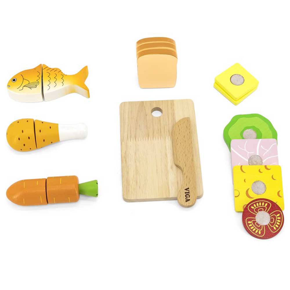 Ensemble repas et planche à découper en bois - Eveil Montessori Maroc