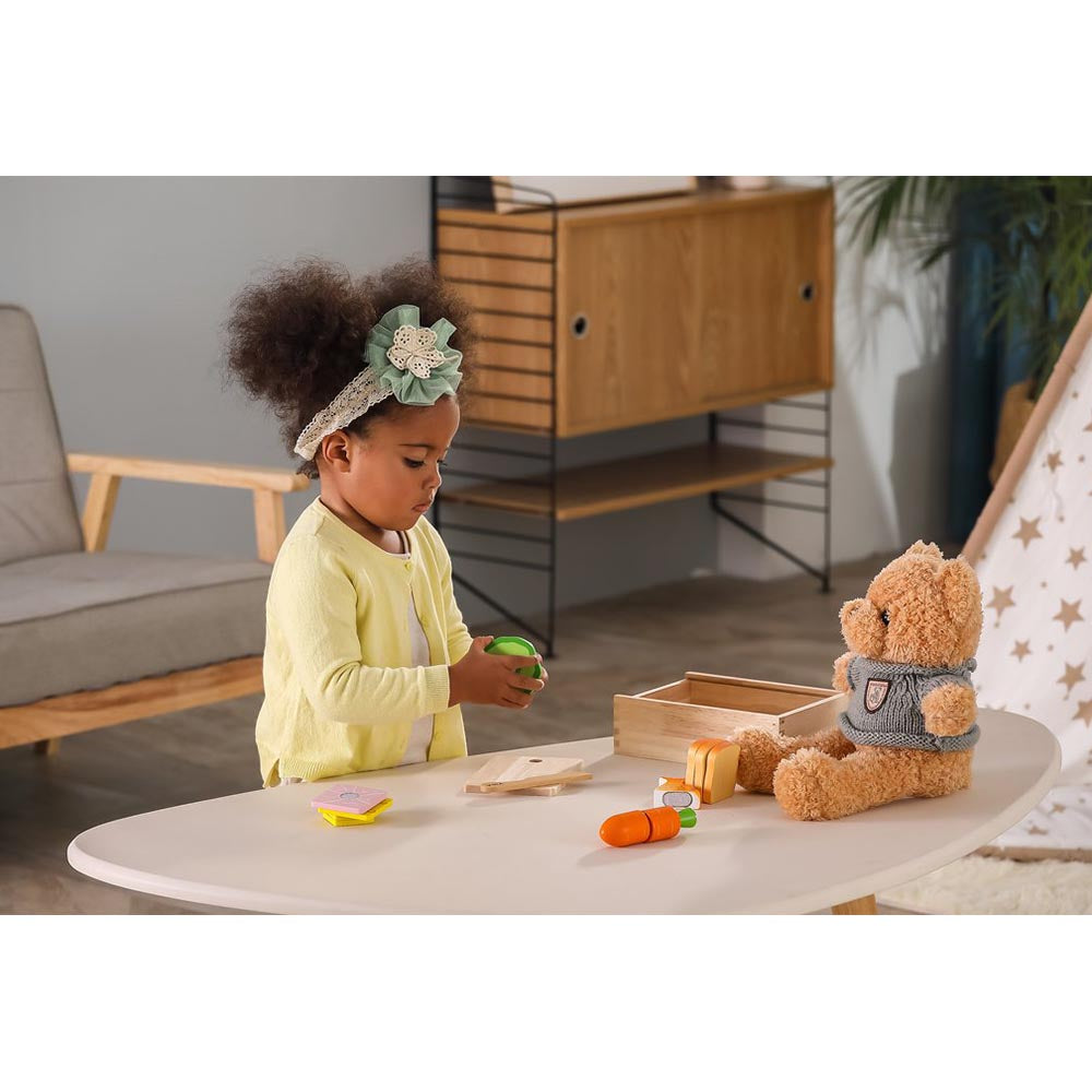 Ensemble repas et planche à découper en bois - Eveil Montessori Maroc