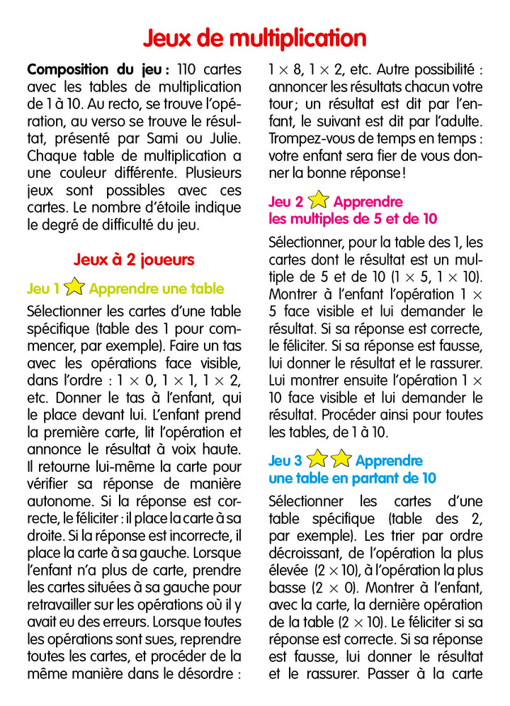 J'apprends avec Sami et Julie : Jeux de multiplications dès 8 ans