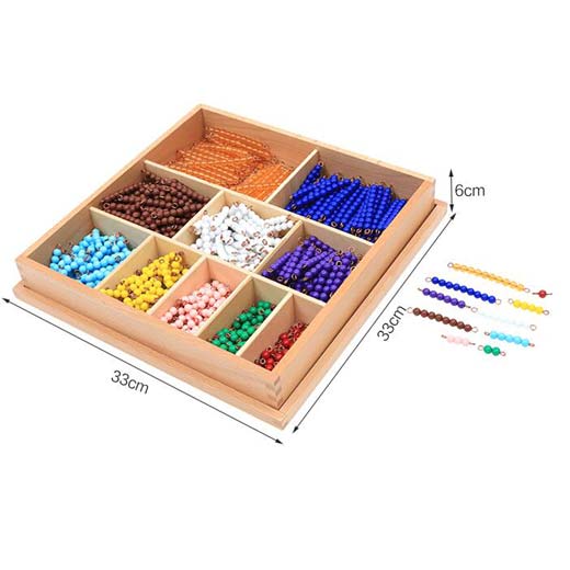 Boîte de 55 barrettes de perles de 1 à 10 - Eveil Montessori Maroc