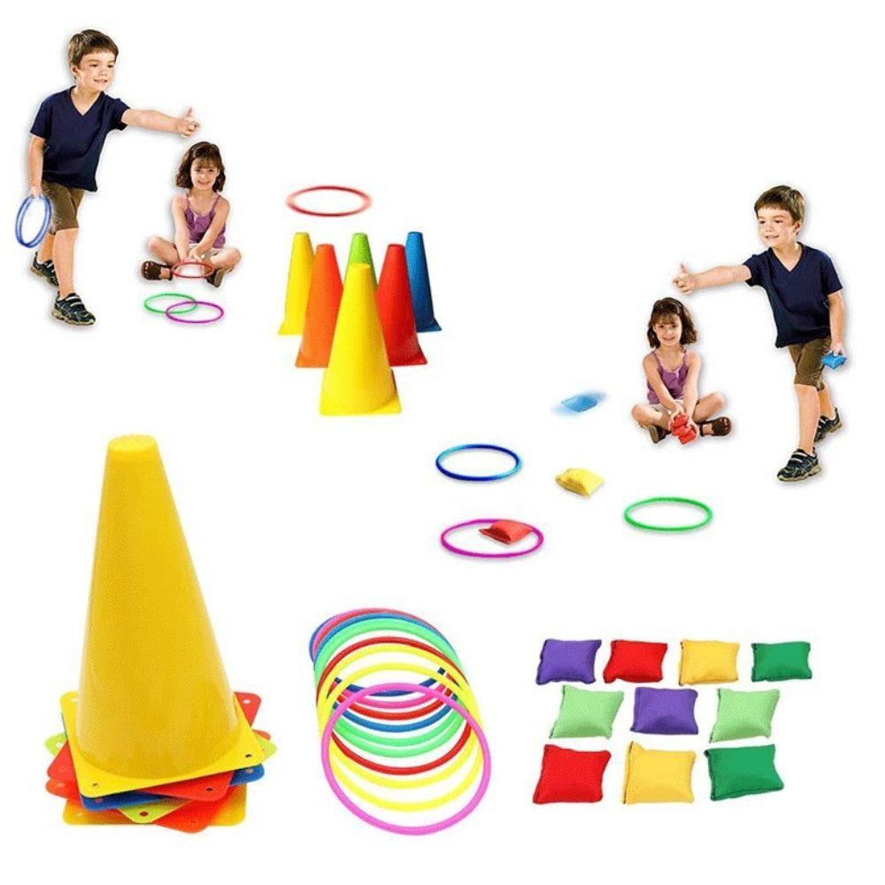 Ensemble cônes, petits cerceaux et coussins lestés - Eveil Montessori Maroc