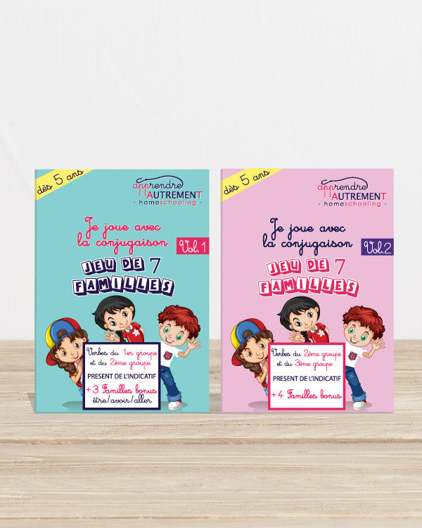 Jeux De 7 Familles : Je Joue Avec La Conjugaison Vol.1 Et Vol.2 - Eveil Montessori Maroc