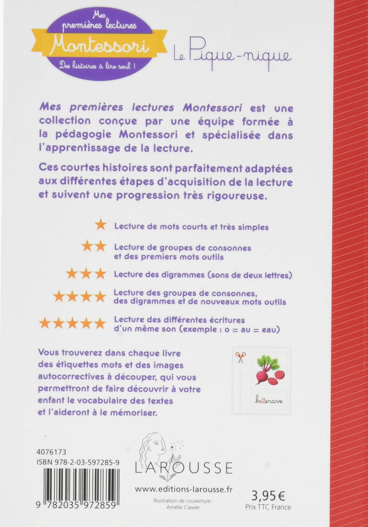 Mes premières lecture Montessori : Le Pique-nique - Eveil Montessori Maroc