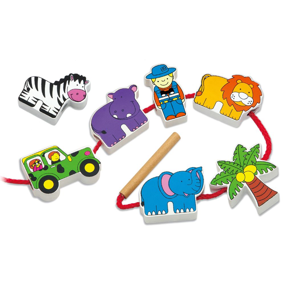 Formes à lacer en bois - Le Zoo - Eveil Montessori Maroc