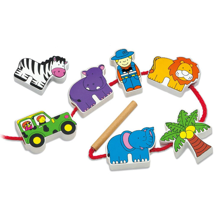 Formes à lacer en bois - Le Zoo - Eveil Montessori Maroc