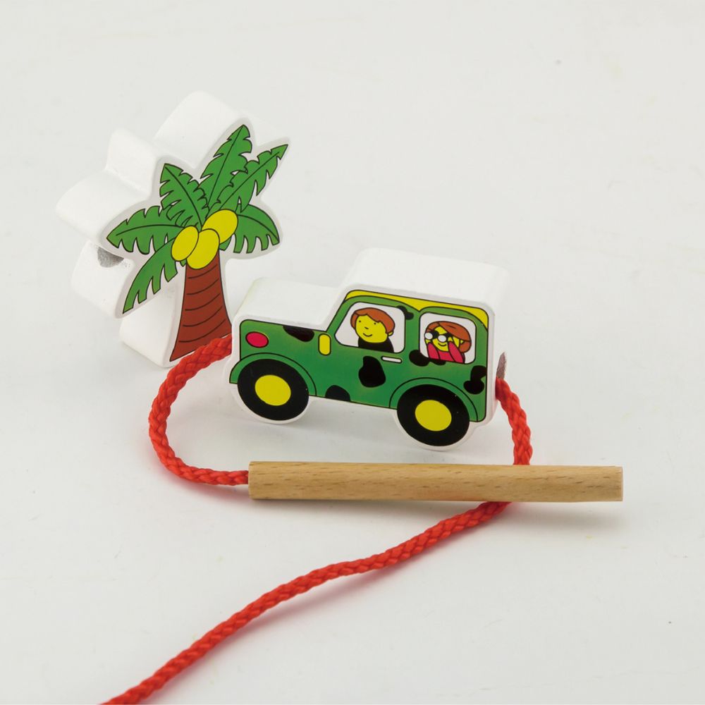 Formes à lacer en bois - Le Zoo - Eveil Montessori Maroc