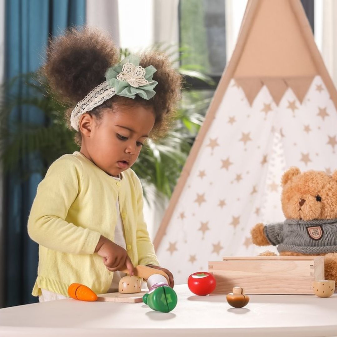 Légumes tranchés en bois - Eveil Montessori Maroc