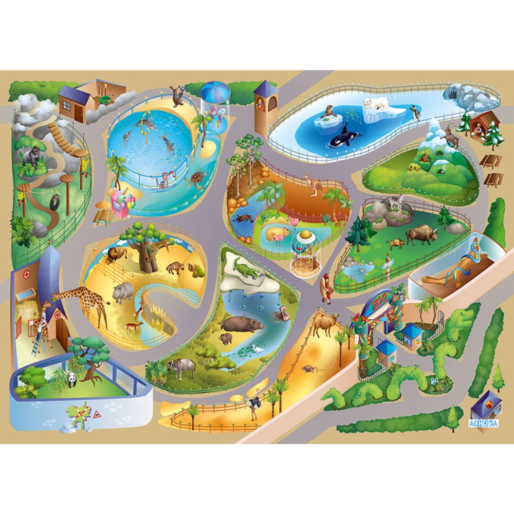 Grand Tapis de jeu - Le Zoo- 150 x 100 cm - Eveil Montessori Maroc